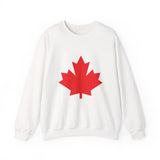 Faith Culture β Bold Red Maple Leaf Crewneck Sweatshirt β White | Iconic Canadian Symbol Pullover