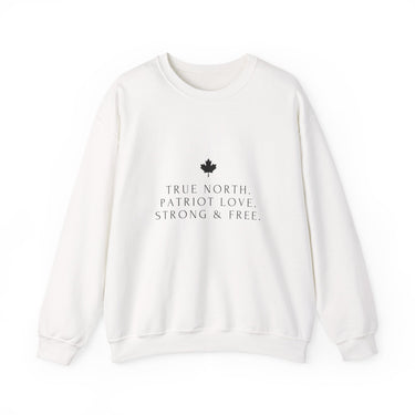 Faith Culture β True North Strong & Free Crewneck Sweatshirt β White | Minimalist Canadian Anthem Pullover White