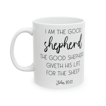 The Good Shepherd John 10:11 Ceramic Bible Mug - Large Coffee Mug, 11oz