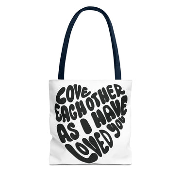 Faith Culture - Serve One Another in Love Christian Tote Bag - Galatians 5:13 Bible Verse 13" × 13'' Navy