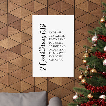 Faith Culture - Sons and Daughters Christian Poster 2 Corinthians 6:18 Scripture Wall Art