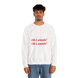 Faith Culture – O Canada Maple Circle Crewneck Sweatshirt – White & Black | Classic Monochrome Anthem Pullover