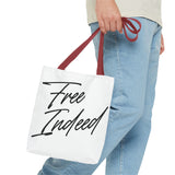 Faith Culture – Free Indeed Christian Tote Bag | Bold Faith Declaration Tote 13" × 13'' Red