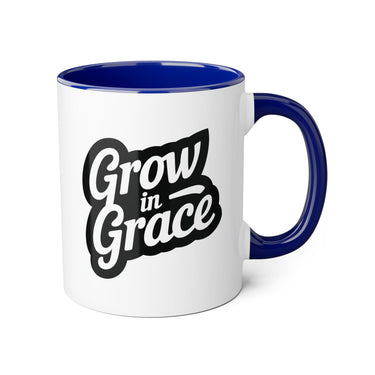 Faith Culture - Grow in Grace - Christian Accent Coffee Mug, 11oz Blue 11oz