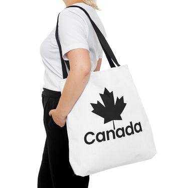 Faith Culture β Canada Maple Leaf Tote Bag | Bold Black & White Canadian Carryall 18" Γ 18'' Black