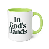 Faith Culture - In God’s Hands - Christian Accent Coffee Mug, 11oz Light Green 11oz