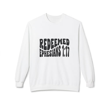 Faith Culture - Redeemed Christian Sweatshirt Ephesians 1:7 White