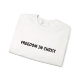 Faith Culture – Freedom in Christ Unisex Crewneck Sweatshirt – White | Christian Identity Sweatshirt Inspired by Galatians 5:1 White