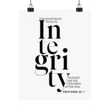 Faith Culture - Walk in Integrity Christian Poster Proverbs 20:7 Scripture Wall Art 8" x 10" Matte