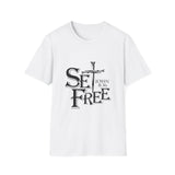 Faith Culture – Set Free John 8:36 Unisex T-Shirt – White | Bold Christian Tee with Cross Design White