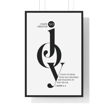 Faith Culture - 3 John 1:4 Christian Scripture Wall Art No Greater Joy 24″ x 36″ Black
