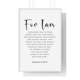 Nothing Can Separate Us framed Christian wall art inspired by Romans 8:38-39, white frame with black and white scripture typography