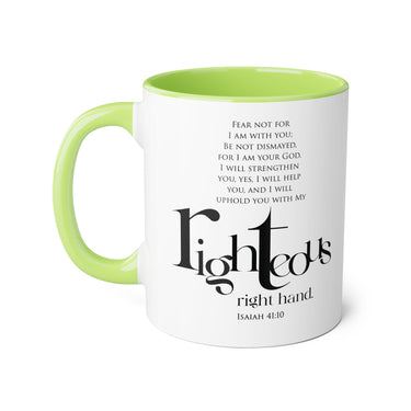 Faith Culture - Isaiah 41:10 - Christian Accent Coffee Mug (11oz) Light Green 11oz