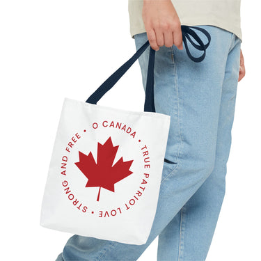 Faith Culture β O Canada Anthem Circle Tote Bag | Patriotic Maple Leaf Everyday Carryall 13" Γ 13'' Navy