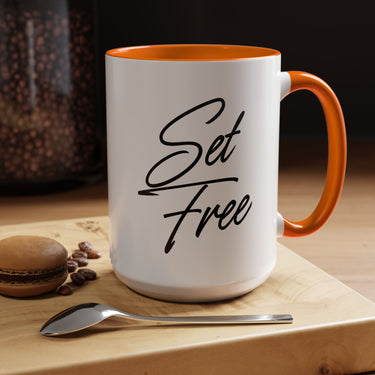 Faith Culture - Set Free Christian Accent Mug, 11oz & 15oz | Bold Freedom Mug 15oz Orange