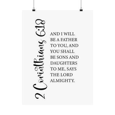 Faith Culture - Sons and Daughters Christian Poster 2 Corinthians 6:18 Scripture Wall Art