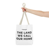 Faith Culture β The Land We Call Our Home Tote Bag | Sentimental Canadian Heritage Carryall 13" Γ 13'' Beige