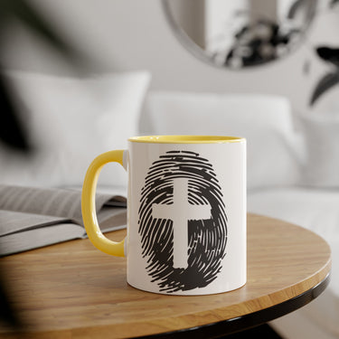 Faith Culture - Marked by the Cross - Christian Accent Coffee Mug, 11oz Yellow 11oz