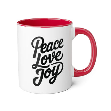 Faith Culture - Peace Love Joy - Christian Coffee Mug, 11oz Red 11oz