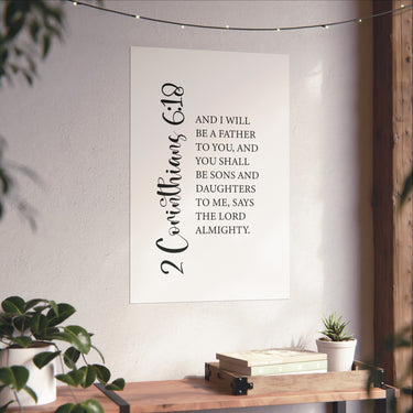 Faith Culture - Sons and Daughters Christian Poster 2 Corinthians 6:18 Scripture Wall Art 20″ x 30″ Matte