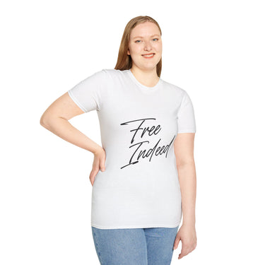 Faith Culture – Free Indeed Unisex T-Shirt – White | Christian T-Shirt Inspired by John 8:36