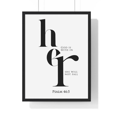 God Is Within Her Christian wall art in a black frame