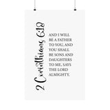 Faith Culture - Sons and Daughters Christian Poster 2 Corinthians 6:18 Scripture Wall Art