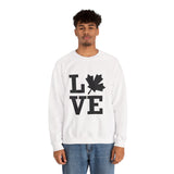 Faith Culture β LOVE Maple Leaf Crewneck Sweatshirt β White | Minimalist Canadian-Inspired Design