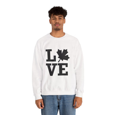 Faith Culture β LOVE Maple Leaf Crewneck Sweatshirt β White | Minimalist Canadian-Inspired Design