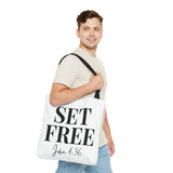 Faith Culture β Set Free John 8:36 Christian Tote Bag | Freedom in Christ Scripture Bag 18" Γ 18'' Black