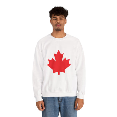 Faith Culture β Bold Red Maple Leaf Crewneck Sweatshirt β White | Iconic Canadian Symbol Pullover White