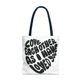 Faith Culture - Serve One Another in Love Christian Tote Bag - Galatians 5:13 Bible Verse 18" × 18'' Navy