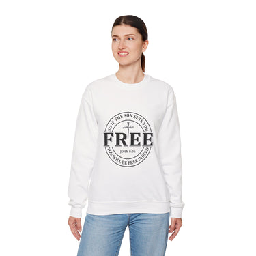 Faith Culture β Set Free Christian Crewneck Sweatshirt β White | John 8:36
