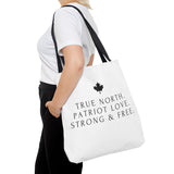 Faith Culture – True North Strong & Free Tote Bag | Minimalist Anthem-Inspired Canadian Carryall 18" × 18'' Black