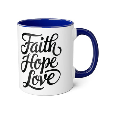 Faith Culture - Faith Hope Love - Christian Coffee Mug, 11oz Blue 11oz