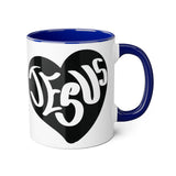 Faith Culture - Jesus in My Heart - Christian Accent Coffee Mug, 11oz Blue 11oz