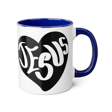 Faith Culture - Jesus in My Heart - Christian Accent Coffee Mug, 11oz Blue 11oz