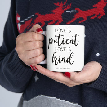 Love Is Patient Love Is Kind Coffee Mug, Valentines Day Gift for Her, Anniversary, Engagement or Wedding Gift, Scripture, Marriage Vows