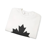 Faith Culture β Solid Black Maple Leaf Crewneck Sweatshirt β White | Bold Minimalist Canadian Pullover