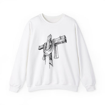 Wooden Cross Christian Unisex Heavy Blend™ Crewneck Sweatshirt