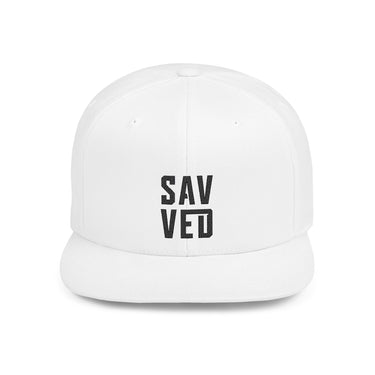 Faith Culture - SAVED - Christian Snapback Hat, Flat Bill Cap for Men and Women One size White