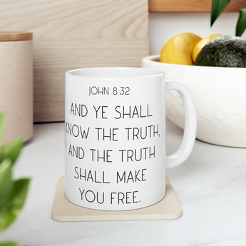The Truth Will Set You Free John 8:32 Christian Ceramic Coffee Mug 11oz