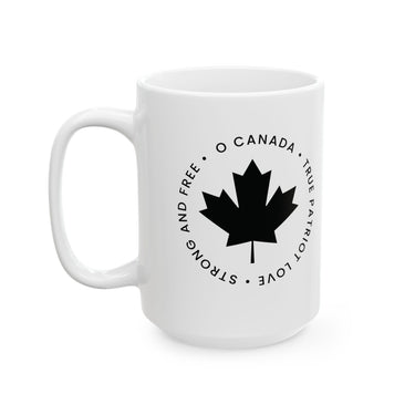 Faith Culture – O Canada True Patriot Love Mug – 11oz & 15oz | Minimalist Black Canadian Heritage Cup 15oz