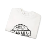 Faith Culture – Made in Canada Crewneck Sweatshirt – White | Vintage Stamp Style Canadian Pride