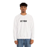 Faith Culture β Set Free Christian Crewneck Sweatshirt β White | Inspired by John 8:36