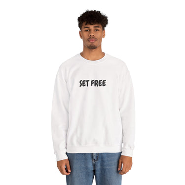Faith Culture – Set Free Unisex Crewneck Sweatshirt – White | Christian Minimalist Sweatshirt for Everyday Faith