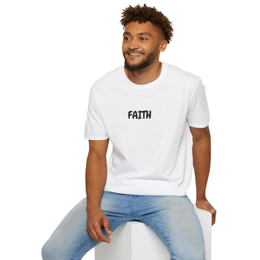 Faith Culture – Faith Unisex T-Shirt – White | Minimalist Christian T-Shirt Rooted in Hebrews 11:1