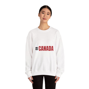 Faith Culture – Eh Canada Crewneck Sweatshirt – White | Playful Canadian Pride Pullover