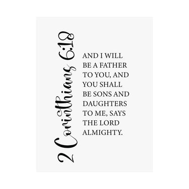 Faith Culture - Sons and Daughters Christian Poster 2 Corinthians 6:18 Scripture Wall Art