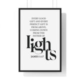 Faith Culture - James 1:17 Christian Scripture Wall Art Father of Lights 20" x 30" Black